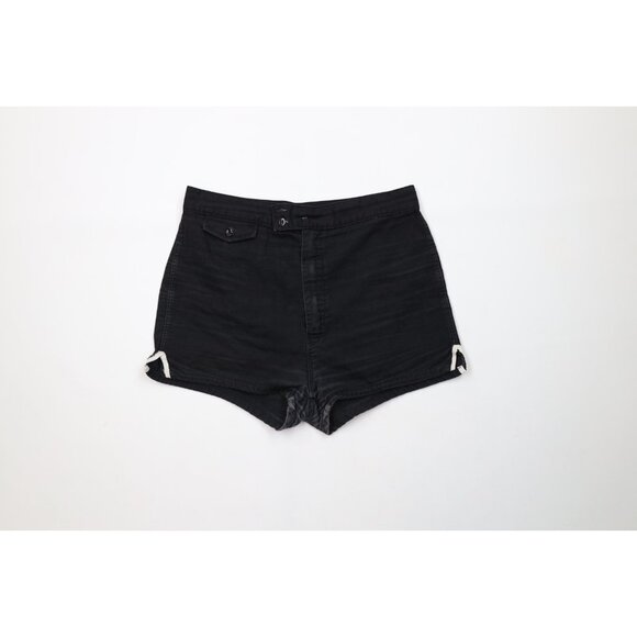 Vtg 50s Streetwear Mens 30 Faded Canvas Seafarers Above Knee Shorts Black USA